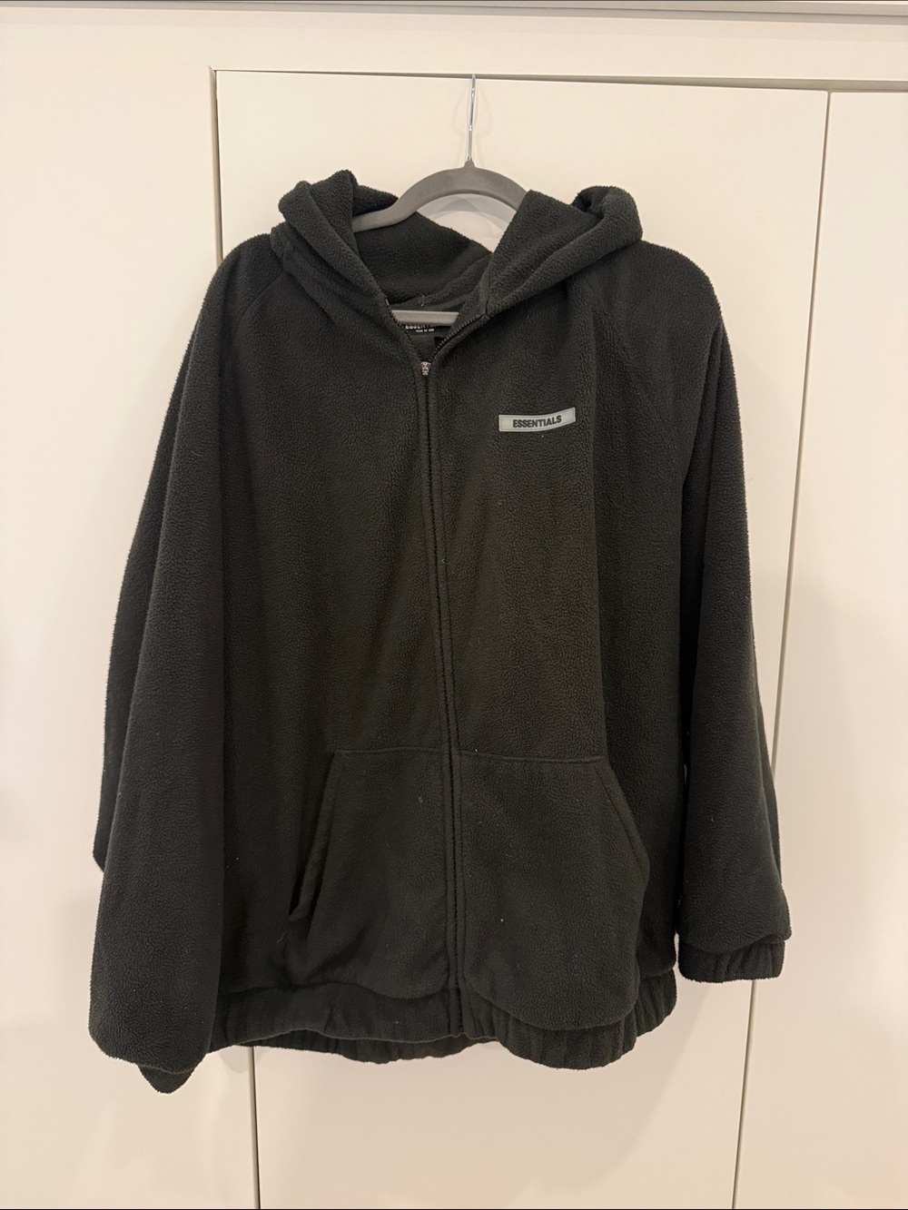 Essentials Mens Black Zip-Up Fleece Hoodie